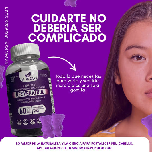 Gomas Resveratrol  X60 Und - el secreto para una piel mas joven