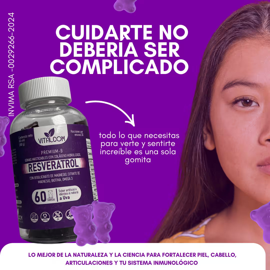 Gomas Resveratrol  X60 Und - el secreto para una piel mas joven